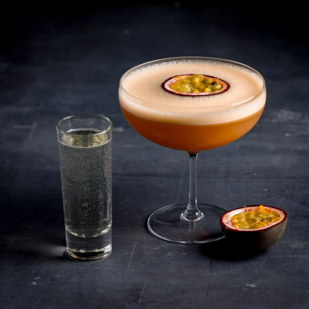 The Porn Star Martini is delicious with fresh passion fruit, comes with a separate shot of Prescco and best served on the butt of a pole dancer