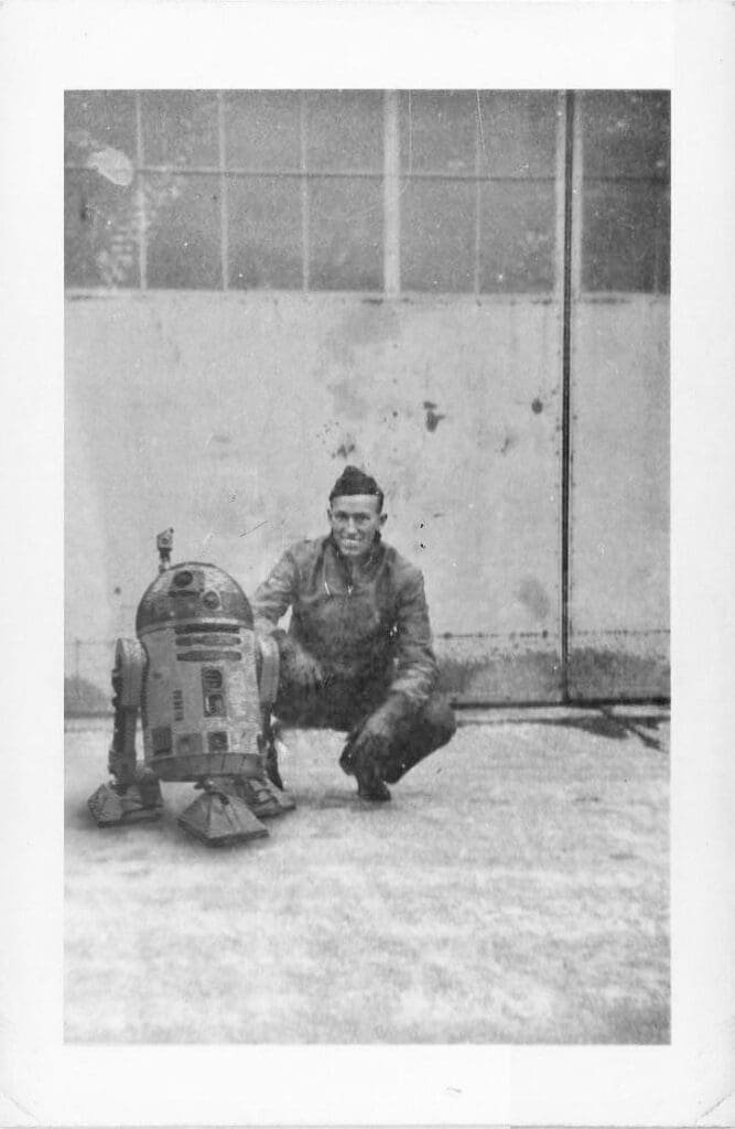 Droid at Pearl Harbour with soldier (undated)