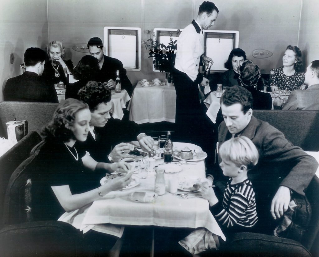 No fold-out table, seat-reclined cramped space for dining here