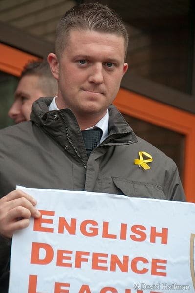 English Defence League (EDL) founder Stephen Lennon, aka Tommy Robinson, at West London Magistrates Court on November 22, 2010 following his arrest in Kensington for assaulting a police officer on Armistice Day.