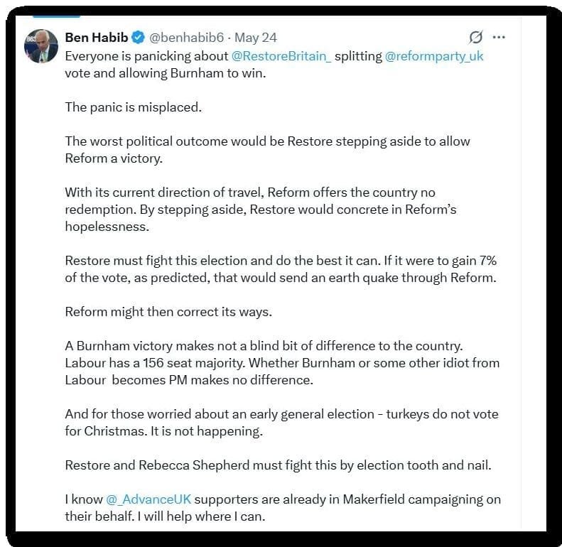 Ben Habib backs Restore