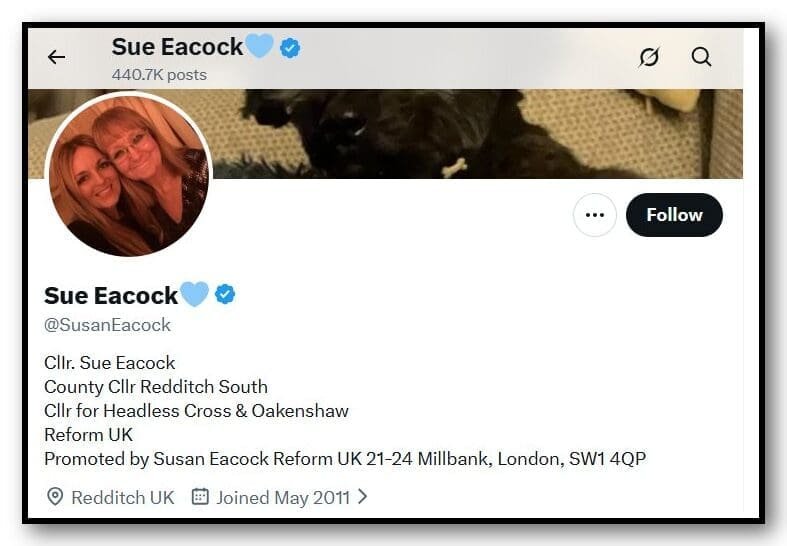 Sue Eacock X profile